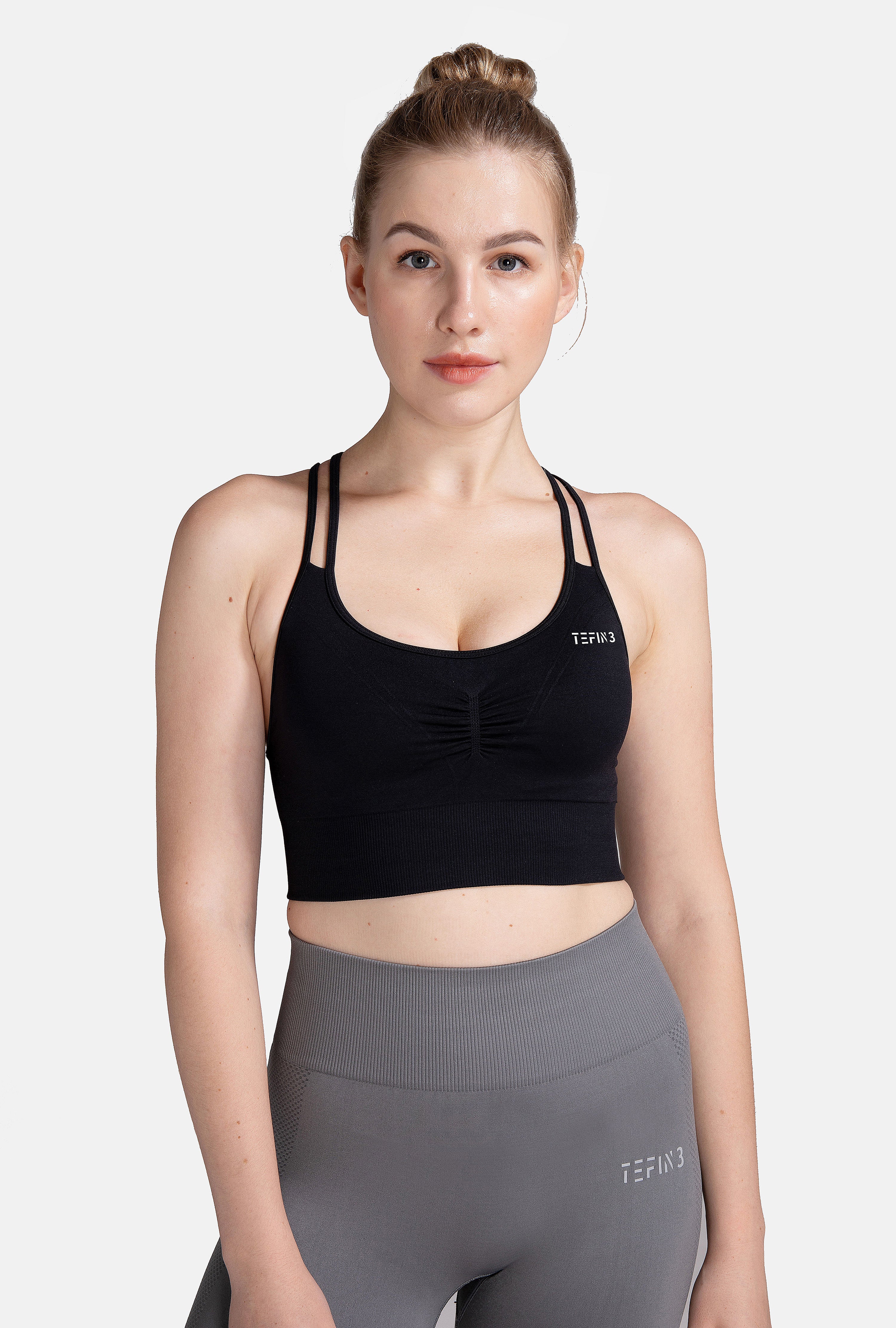 tefin3 Comfy Seamless Sports Bra Black A01