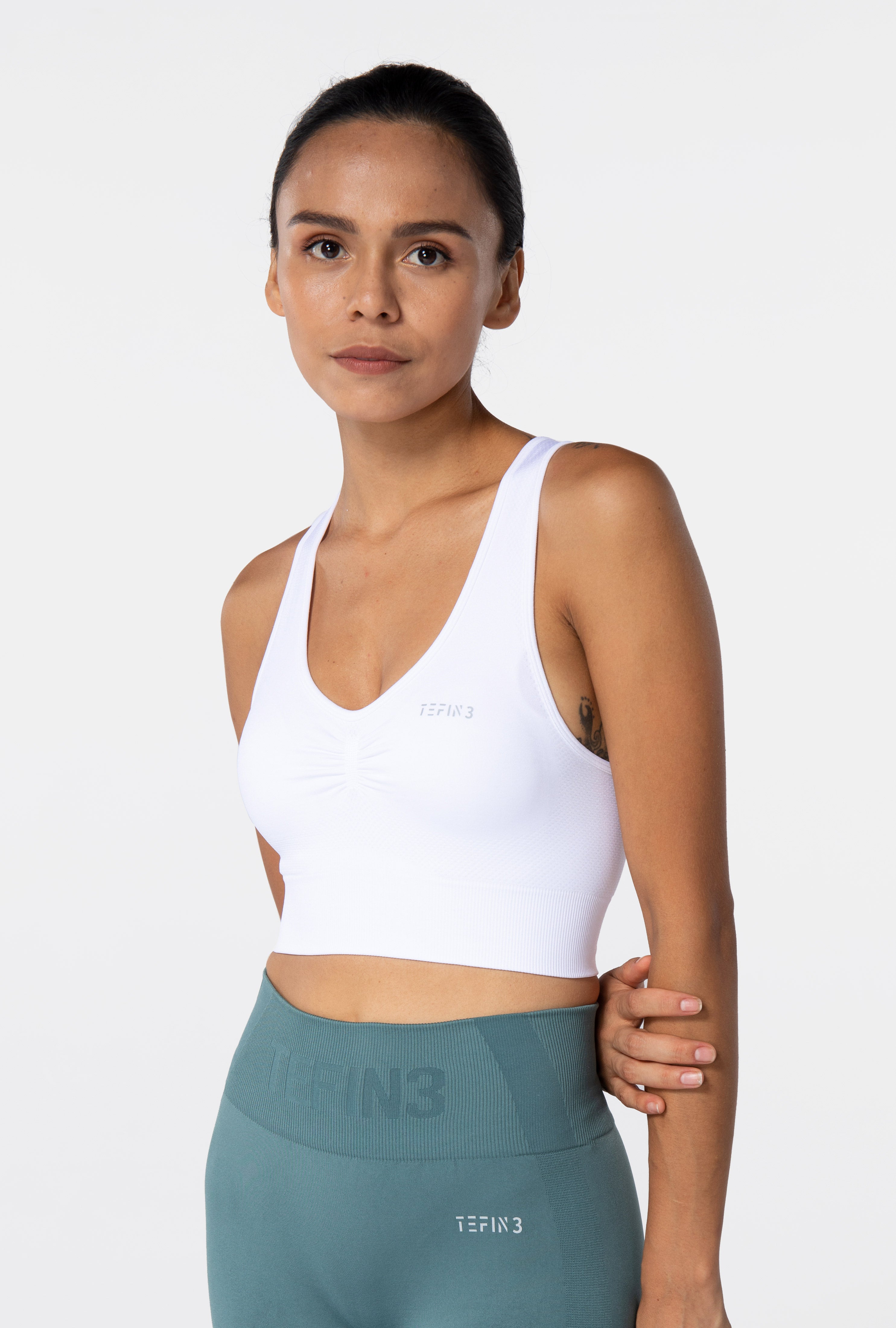 TEFIN3 Comfy Seamless Sports Bra Tight White (4)